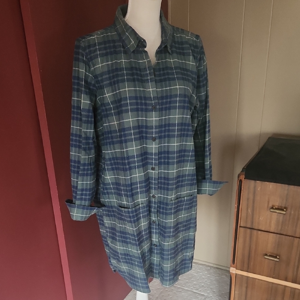 Carve Designs Blue Plaid Shirt Dress